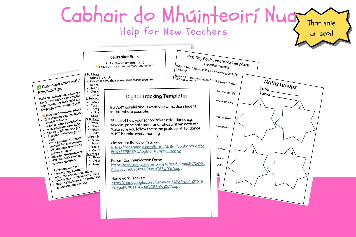Cabhair do Mhúinteoirí Nua / Help for NQT's