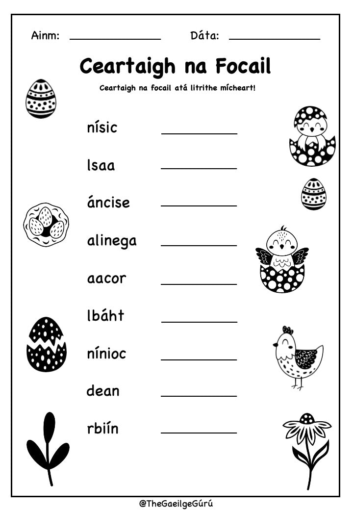 An Cháisc - Billeoga Oibre / Easter - Worksheets