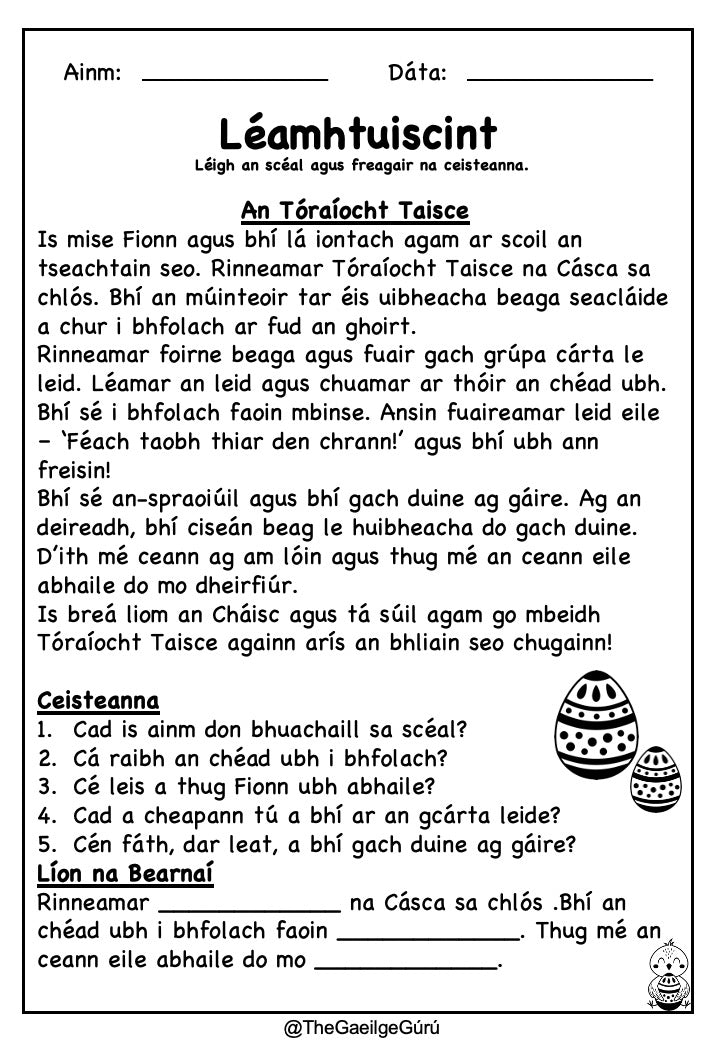 An Cháisc - Billeoga Oibre / Easter - Worksheets