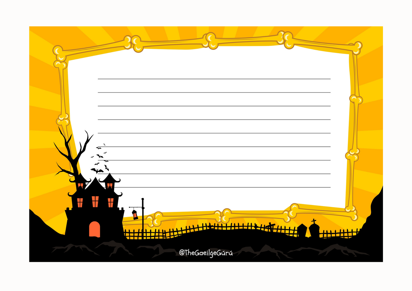 Teimpléid Scríbhneoireachta Oíche Shamhna / Halloween Writing Templates