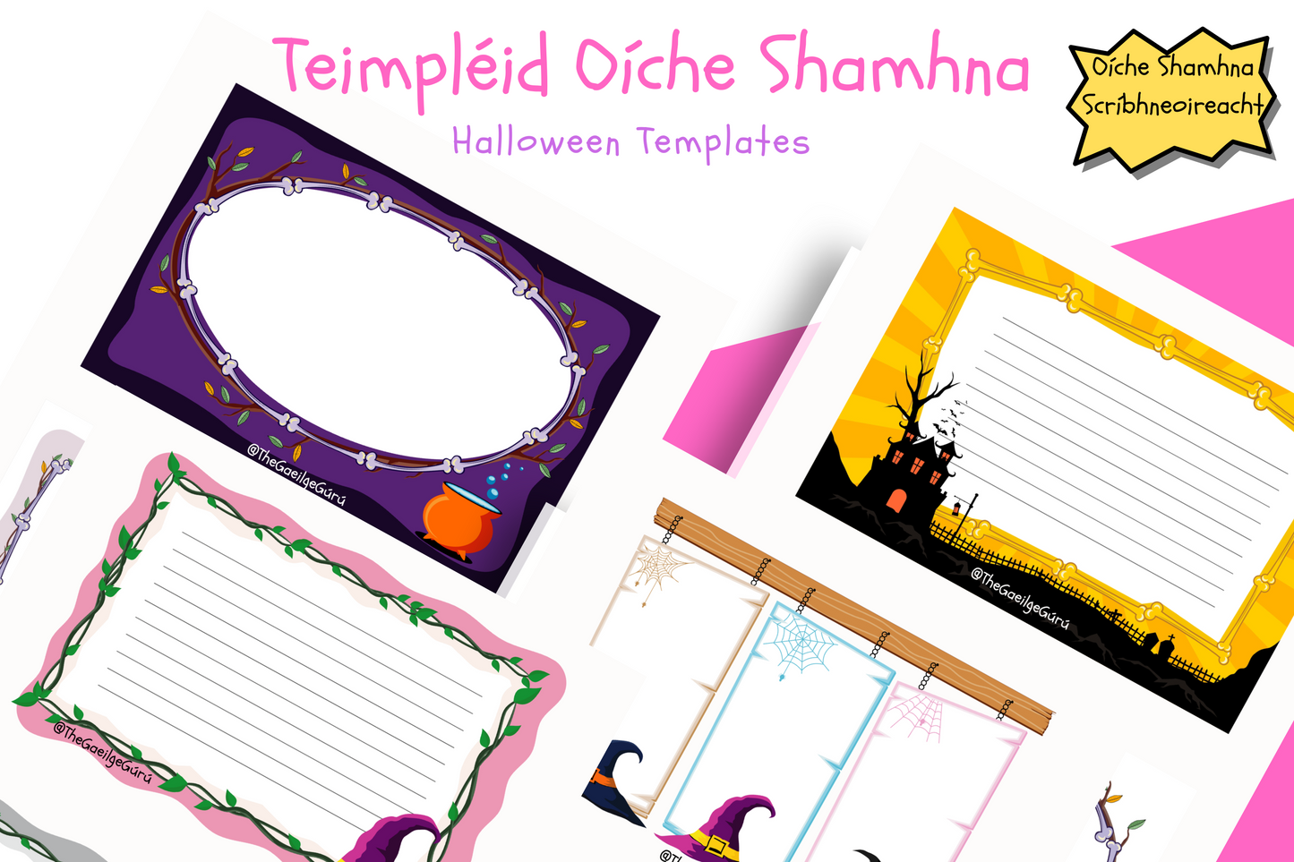 Teimpléid Scríbhneoireachta Oíche Shamhna / Halloween Writing Templates